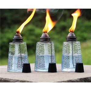 Citronella Table Top Torches for Outdoor Patio, 16oz Decorative Glass Torch